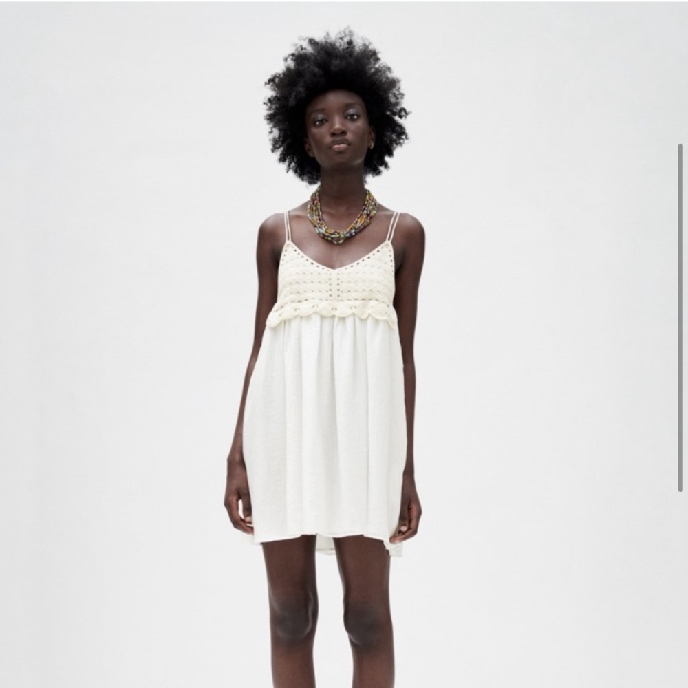 NWT ZARA White crochet Mini Dress